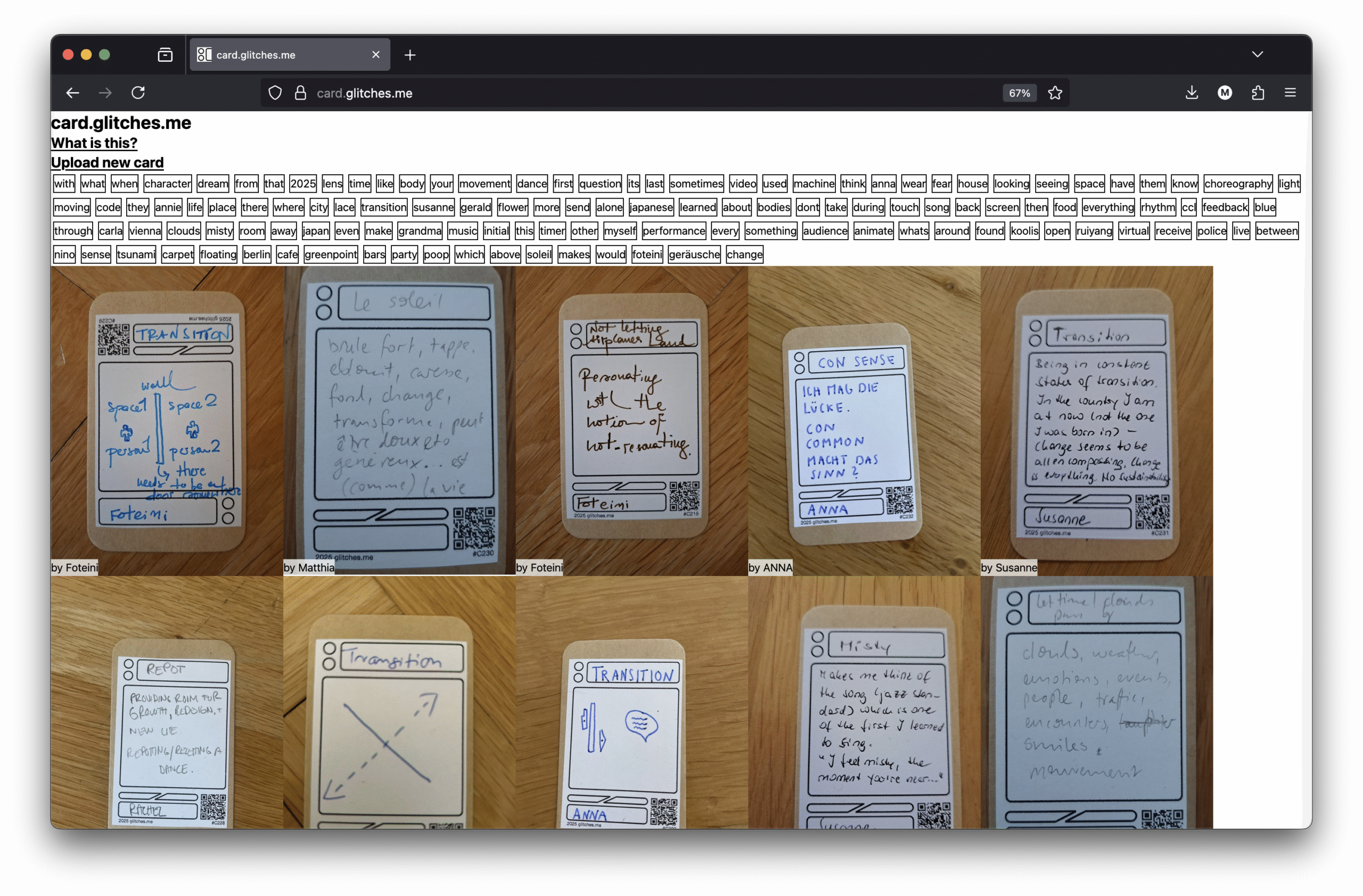 card.glitches.me Demos and Code